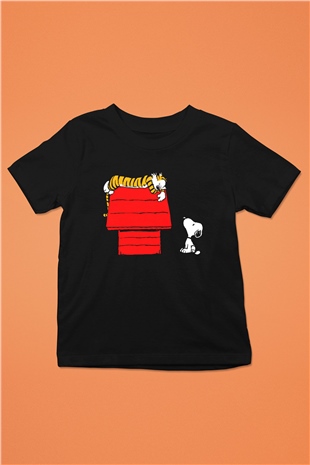 Peanuts Baskılı Siyah Unisex Çocuk Tişört