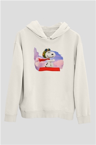 Peanuts Beyaz Unisex Kapşonlu Sweatshirt