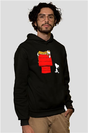 Peanuts Siyah Unisex Kapüşonlu Sweatshirt