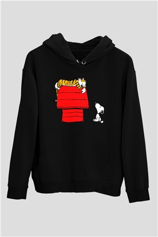 Peanuts Siyah Unisex Kapüşonlu Sweatshirt