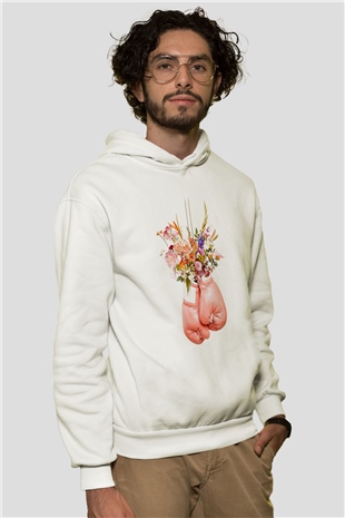 Pembe Boks EldiveniBeyaz  Unisex Hoodie