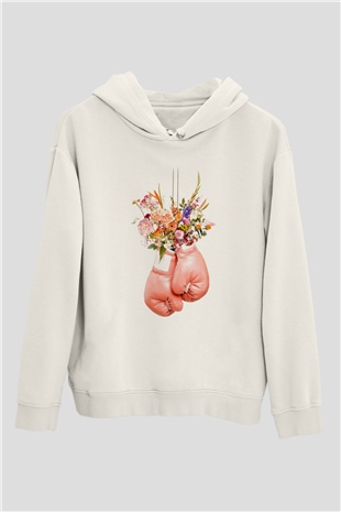 Pembe Boks EldiveniBeyaz  Unisex Hoodie