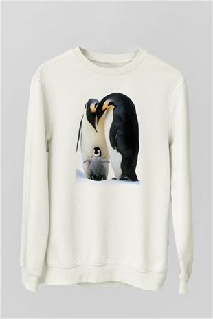 Penguen Beyaz Unisex Sweatshirt