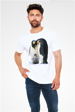 Penguen Beyaz Unisex Tişört T-Shirt - TişörtFabrikası