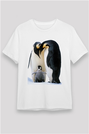 Penguen Beyaz Unisex Tişört T-Shirt - TişörtFabrikası