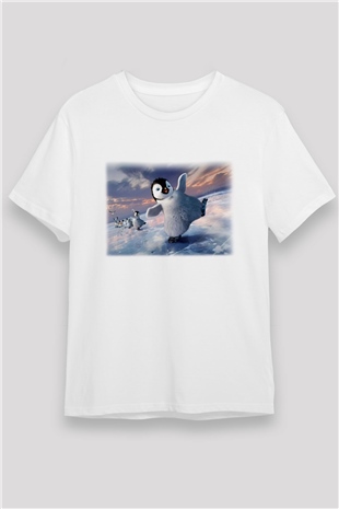 Penguen Beyaz Unisex Tişört T-Shirt - TişörtFabrikası