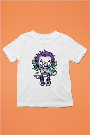 Pennywise Boombox Baskılı Beyaz Unisex Çocuk Tişört