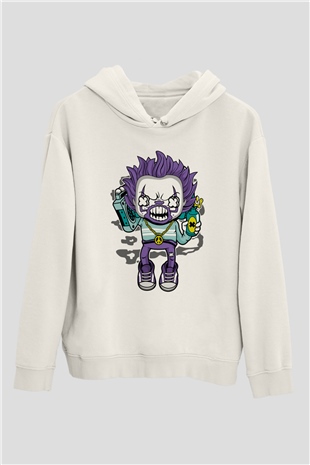 Pennywise Boombox Baskılı Beyaz Unisex Hoodie