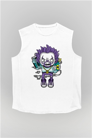 Pennywise Boombox Baskılı Beyaz Unisex Kolsuz Tişört