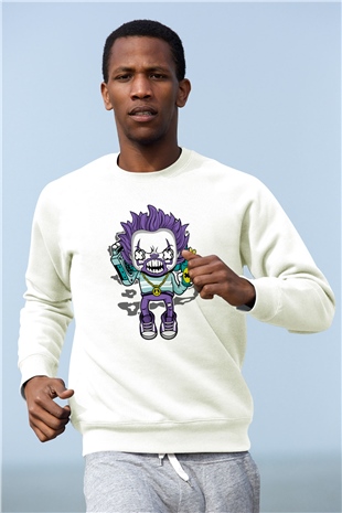 Pennywise Boombox Baskılı Beyaz Unisex Sweatshirt