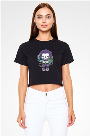 Pennywise Boombox Baskılı Siyah   Crop Top Tişört