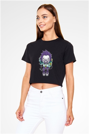 Pennywise Boombox Baskılı Siyah   Crop Top Tişört