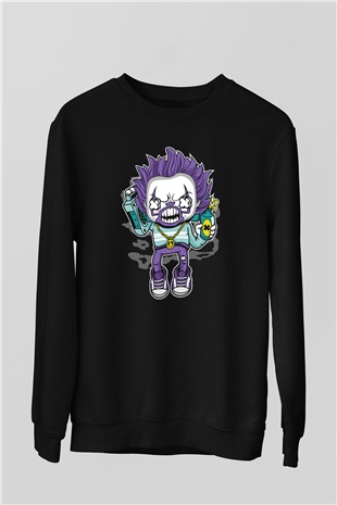 Pennywise Boombox Baskılı Siyah Unisex Sweatshirt