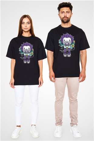 Pennywise Boombox Baskılı Siyah Unisex Oversize Tişört