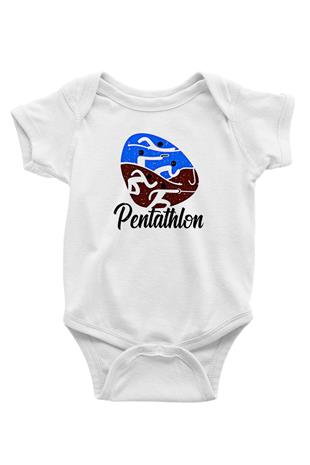 Pentathlon Baskılı Beyaz Bebek Body - Zıbın