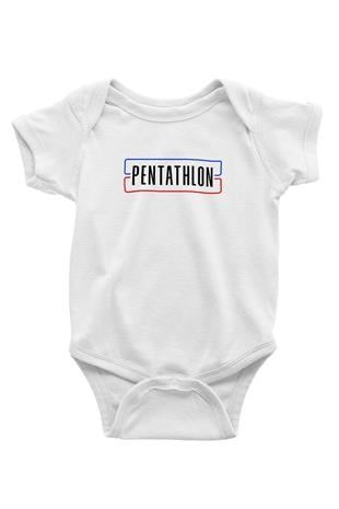 Pentathlon Baskılı Beyaz Bebek Body - Zıbın