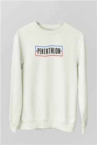 Pentathlon Baskılı Unisex Ekru Sweatshirt
