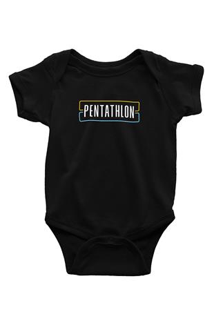 Pentathlon Baskılı Unisex Siyah Bebek Body - Zıbın
