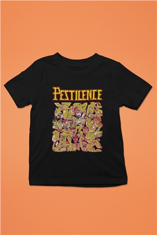 Pestilence Baskılı Unisex Siyah Çocuk Tişört - Tshirt