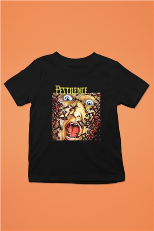 Pestilence Baskılı Unisex Siyah Çocuk Tişört - Tshirt