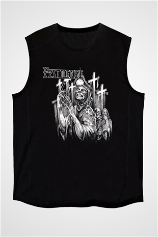 Pestilence Baskılı Unisex Siyah Kolsuz Tişört - Tshirt