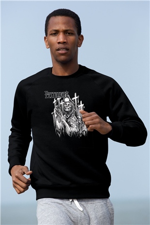 Pestilence Baskılı Unisex Siyah Sweatshirt