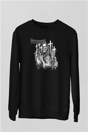 Pestilence Baskılı Unisex Siyah Sweatshirt
