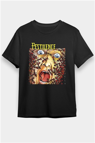 Pestilence Baskılı Unisex Siyah Tişört - Tshirt