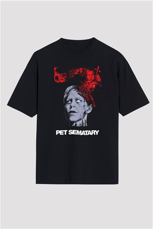 Pet Sematary Siyah Unisex Oversize Tişört