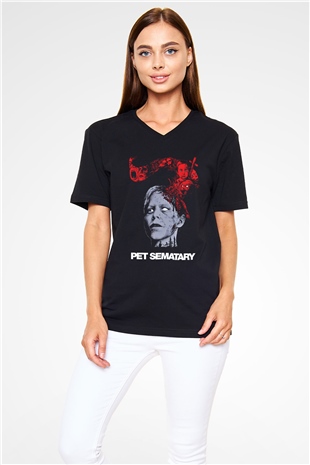 Pet Sematary Siyah Unisex V Yaka Tişört