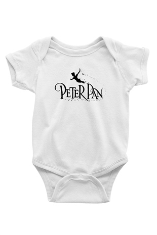 Peter Pan Baskılı Beyaz Unisex Bebek Body - Zıbın