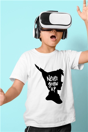 Peter Pan Baskılı Beyaz Unisex Çocuk Tişört