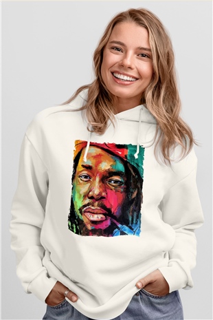 Peter Tosh Beyaz Unisex Kapüşonlu Sweatshirt