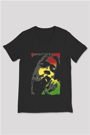 Peter Tosh Siyah Unisex V Yaka Tişört