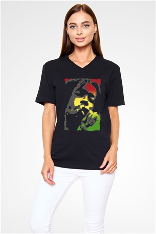 Peter Tosh Siyah Unisex V Yaka Tişört