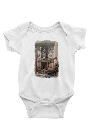 Petra Baskılı Beyaz Unisex Bebek Body - Zıbın