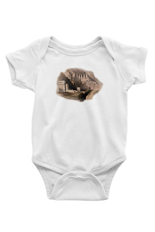 Petra Baskılı Beyaz Unisex Bebek Body - Zıbın