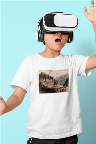 Petra Baskılı Beyaz Unisex Çocuk Tişört