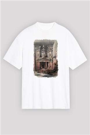 Petra Beyaz Unisex Oversize Tişört T-Shirt