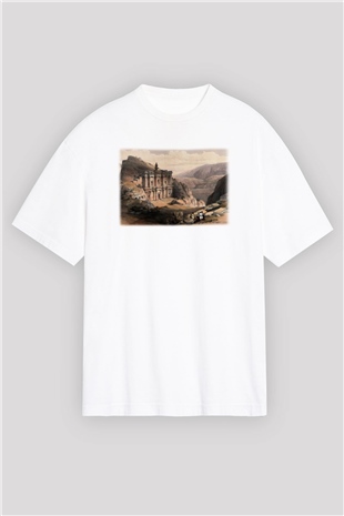 Petra Beyaz Unisex Oversize Tişört T-Shirt
