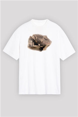 Petra Beyaz Unisex Oversize Tişört T-Shirt