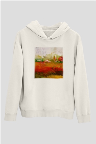 Peyzaj Beyaz Unisex Kapşonlu Sweatshirt