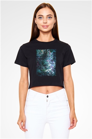 Peyzaj Siyah  Crop Top Tişört