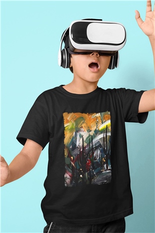 Peyzaj Siyah Unisex Çocuk Tişört