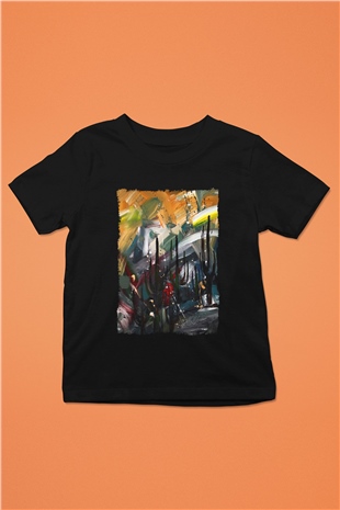 Peyzaj Siyah Unisex Çocuk Tişört