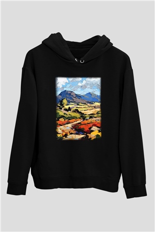 Peyzaj Siyah Unisex Hoodie