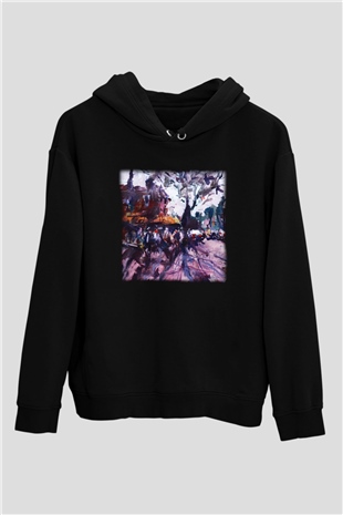 Peyzaj Siyah Unisex Hoodie