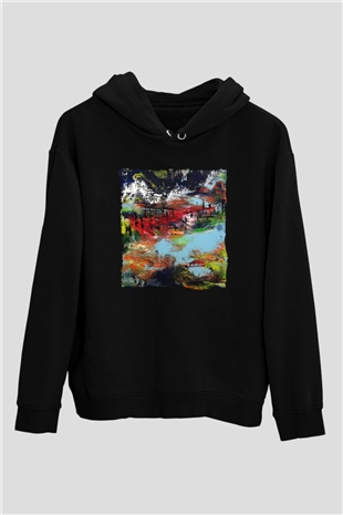 Peyzaj Siyah Unisex Hoodie