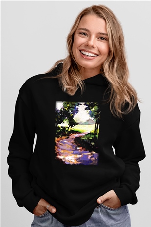 Peyzaj Siyah Unisex Hoodie