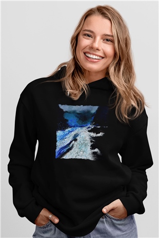 Peyzaj Siyah Unisex Hoodie